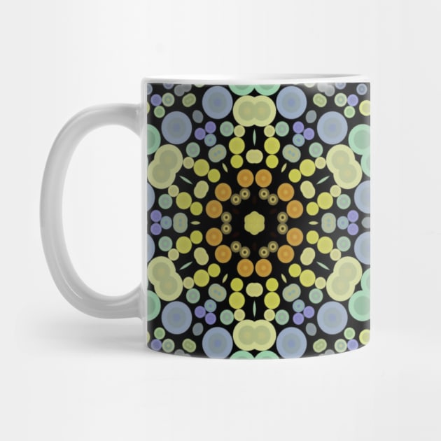 Dot Mandala Flower Yellow Blue and Grey by WormholeOrbital